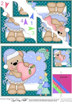 Christmas Livvy Bear's Heart Scallop Corner Topper