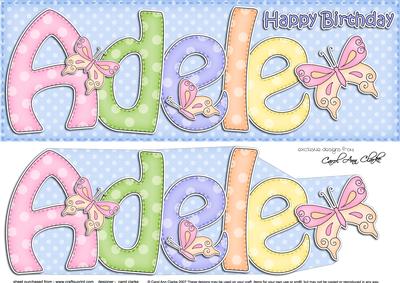 Large Dl Birthday Adele Butterflies 3D Decoupage