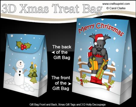 3D Little Christmas Scottie Dog Gift Bag Mini Kit