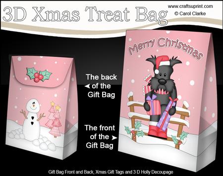 3D Little Christmas Scottie Dog Gift Bag Mini Kit