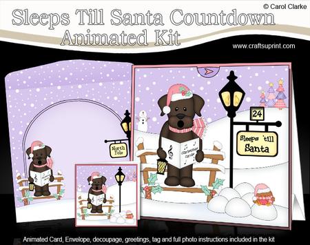 3D Little Christmas Dog Chip Till Santa Countdown Card