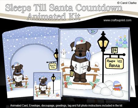 3D Little Christmas Dog Chip Till Santa Countdown Card