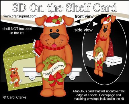 3D on the Shelf Card Kit - Little Christmas Rusty Dog