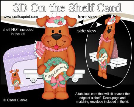 3D on the Shelf Card Kit - Little Christmas Rusty Dog