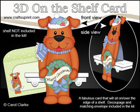 3D on the Shelf Card Kit - Little Christmas Rusty Dog