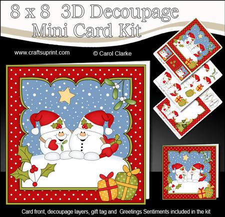 8x8 Christmas Snowball Sam Love 3D Decoupage