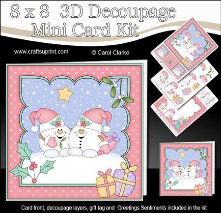 8x8 Christmas Snowball Sam Love 3D Decoupage