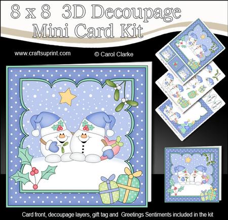 8x8 Christmas Snowball Sam Love 3D Decoupage