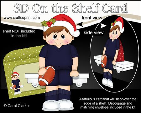 3D on the Shelf Card Kit - Little Christmas Rugby Boy