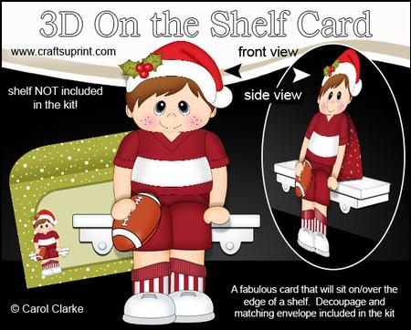 3D on the Shelf Card Kit - Little Christmas Rugby Boy