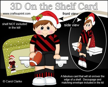 3D on the Shelf Card Kit - Little Christmas Rugby Boy