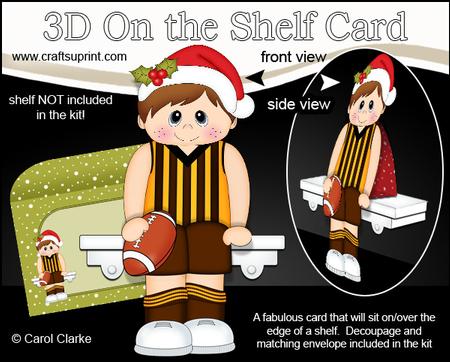 3D on the Shelf Card Kit - Little Christmas Rugby Boy