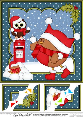 8 x 8 Christmas Bobbin Robin's Snowball Scalloped Corner