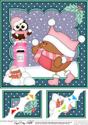 8 x 8 Christmas Bobbin Robin's Snowball Scalloped Corner
