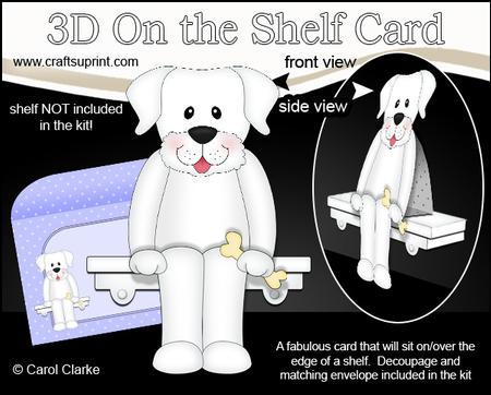 3D on the Shelf Card Kit - Little White Labrador Dog Dash