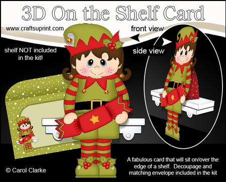 3D on the Shelf Card Kit - Little Christmas Elf's Cracker