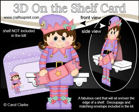 3D on the Shelf Card Kit - Little Christmas Elf's Cracker