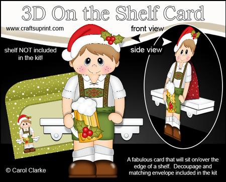 3D on the Shelf Card Kit - Little Christmas Lederhosen Boy