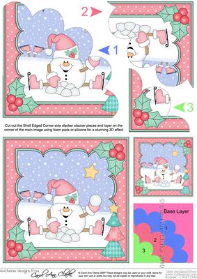 Christmas Snowball Sam Shell Edged Corner