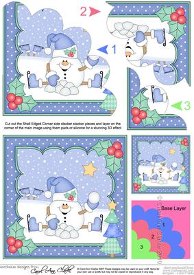 Christmas Snowball Sam Shell Edged Corner