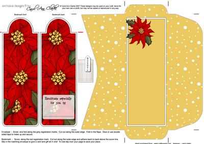 Christmas Poinsettia Bookmark Card & Envelope