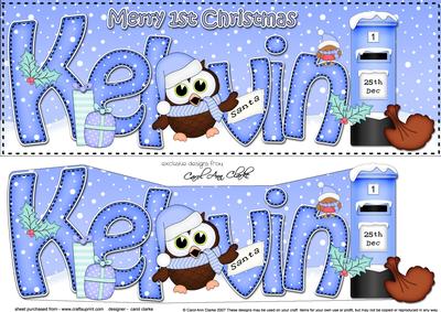 Large Dl 1st Christmas Kelvin Owls 3D Decoupage
