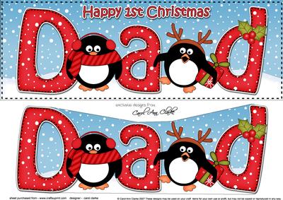 Large Dl 1st Christmas Dad Penguins 3D Decoupage
