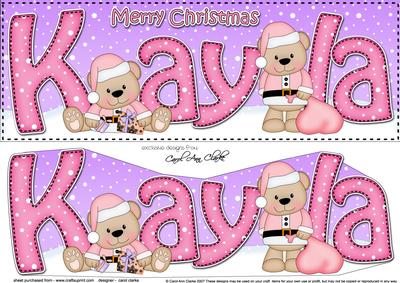 Large Dl Christmas Kayla Livvy Bear 3D Decoupage