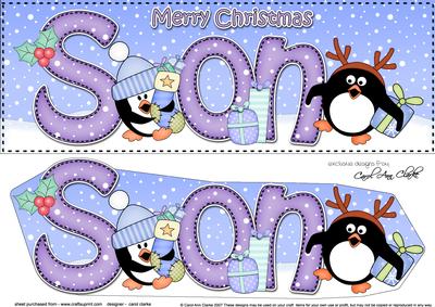 Large Dl Christmas Son Penguins 3D Decoupage
