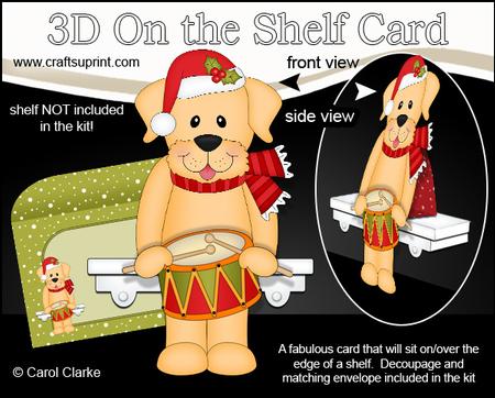 3D on the Shelf Card Kit - Christmas Little Dog Sunny