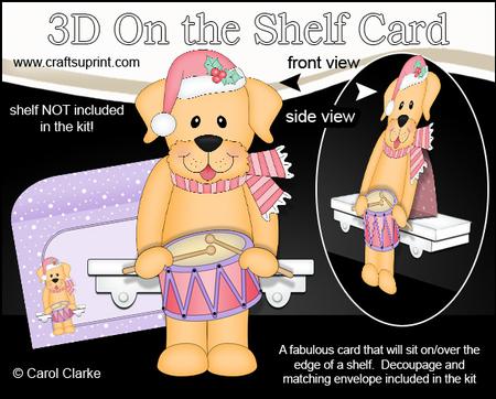 3D on the Shelf Card Kit - Christmas Little Dog Sunny