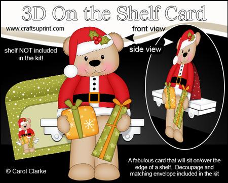 3D on the Shelf Card Kit - Little Christmas Livvy Bear