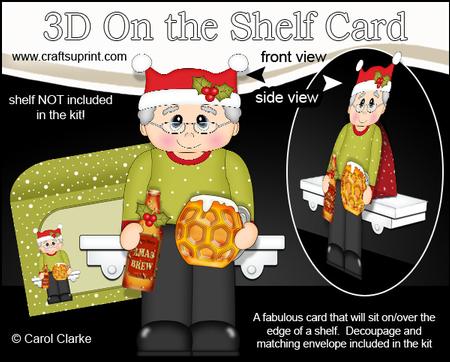 3D on the Shelf Card Kit - Christmas Old Man Beer Drinker