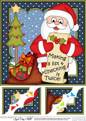 8 x 8 Christmas Santa's List Scalloped Corner Topper