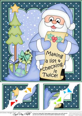 8 x 8 Christmas Santa's List Scalloped Corner Topper