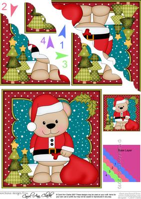 Christmas Livvy Bear's Santa Sack Scallop Corner Topper