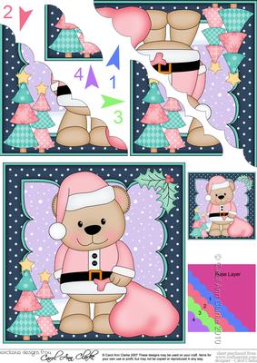 Christmas Livvy Bear's Santa Sack Scallop Corner Topper