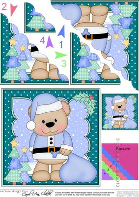 Christmas Livvy Bear's Santa Sack Scallop Corner Topper
