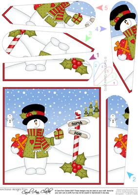 Christmas Snowman Rio has Presents Fan Pyramage Topper
