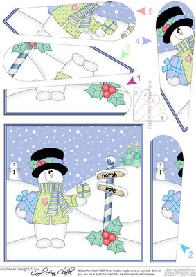 Christmas Snowman Rio has Presents Fan Pyramage Topper