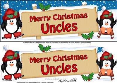 Large Dl Xmas Uncles Penguins Signpost 3D Decoupage
