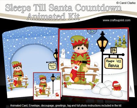 3D Little Christmas Elf Stocking Till Santa Countdown Card