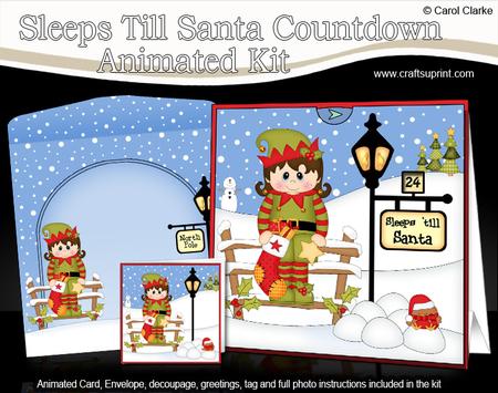 3D Little Christmas Elf Stocking Till Santa Countdown Card