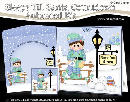 3D Little Christmas Elf Stocking Till Santa Countdown Card