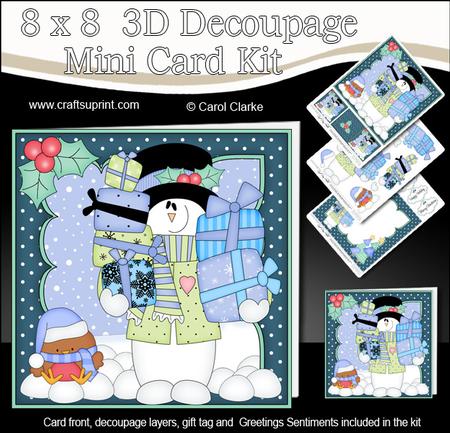 8x8 Christmas Snowman Rio's Presents Mini Kit 3D Decoupage