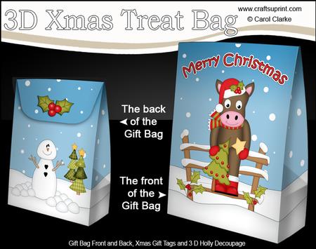 3D Little Christmas Gigi Horse Gift Bag Mini Kit