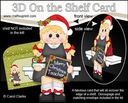 3D on the Shelf Card Kit - Little Christmas Schoolgirl