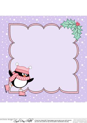 8 x 8 Christmas Skating Pip Penguin Insert