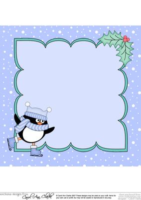 8 x 8 Christmas Skating Pip Penguin Insert