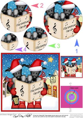 Singing Scottie Dogs Merry Carollers Circle Pyramage Topper